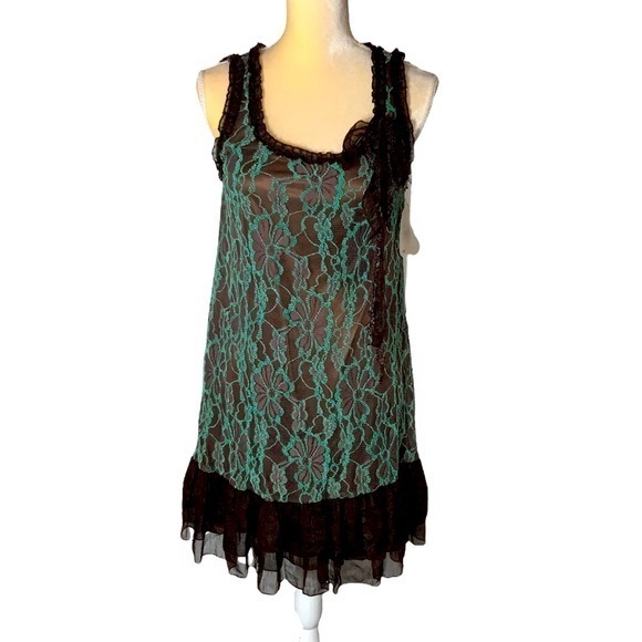 Altar'd State Dresses & Skirts - Altar’d State NWT Mint Green and Brown Lace Sleeveless Dress with Bow Size Small